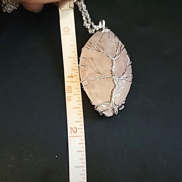 Tree of life, Rose Quartz Silver tone necklace and pendant. NEW! - Picture 5 of 8